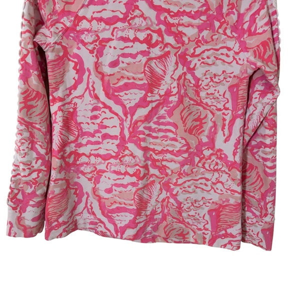 Lilly Pulitzer Pink Coral Print Half-Zip Pullover Top XS coastal bright lace - Picture 11 of 14